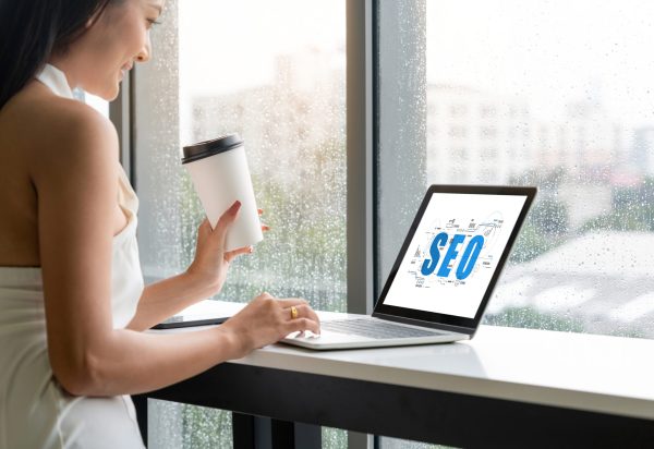 SEO search engine optimization for modish e-commerce and online retail business showing  on computer screen