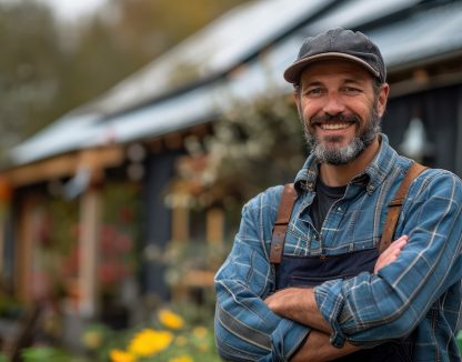 A Solar panel installer Solar panel expert stands in front of a completed solar panel roof. SSUCv3H4sIAAAAAAAAE22NsQrDMAxE/+VmD4FCB/9K6aA4IhWoDsh2oRj/exVn7XSPB3fXsVKRhNgdanplejNibqoBvEk9TEgRlwCSGaLaSjWqcuQpjPPGNvFjt/viNAISVd69zOWanh+PfnpEIKC09YQR/rinv+2c09e7Y4wfPhiA86QAAAA=