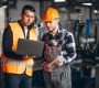 Two colleagues at a factory